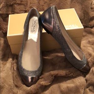 Silver Michael Kors ballet flats